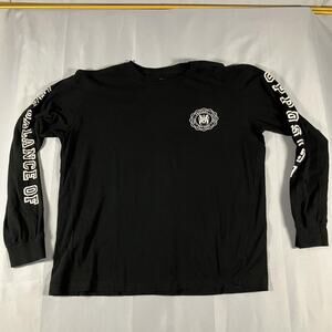 RVCA Shirt Mens Medium Black Long Sleeve Balance Of‎ Opposites Graphic Logo